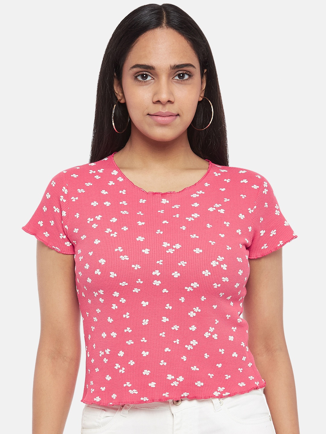

People Pink Floral Regular Top