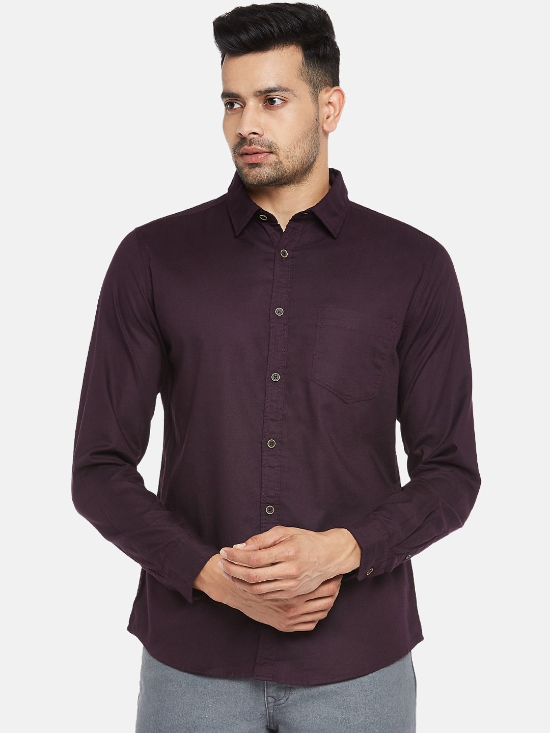 

BYFORD by Pantaloons Men Maroon Slim Fit Opaque Casual Shirt