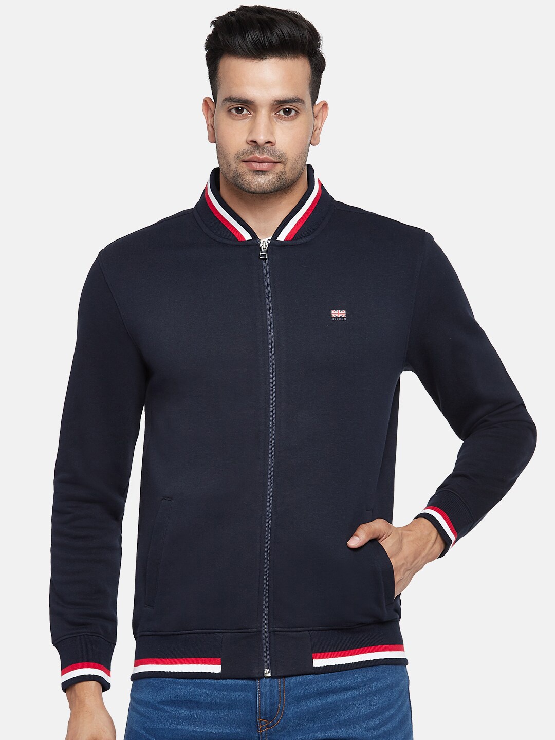 

BYFORD by Pantaloons Men Navy Blue Sweatshirt