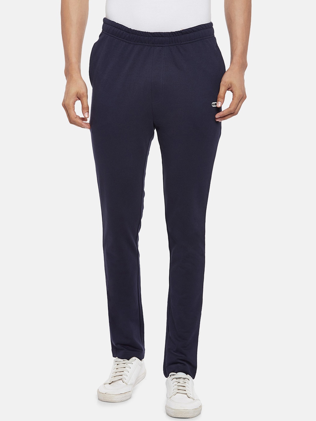 

Ajile by Pantaloons Men Navy Blue Solid Slim-Fit Pure Cotton Track Pants