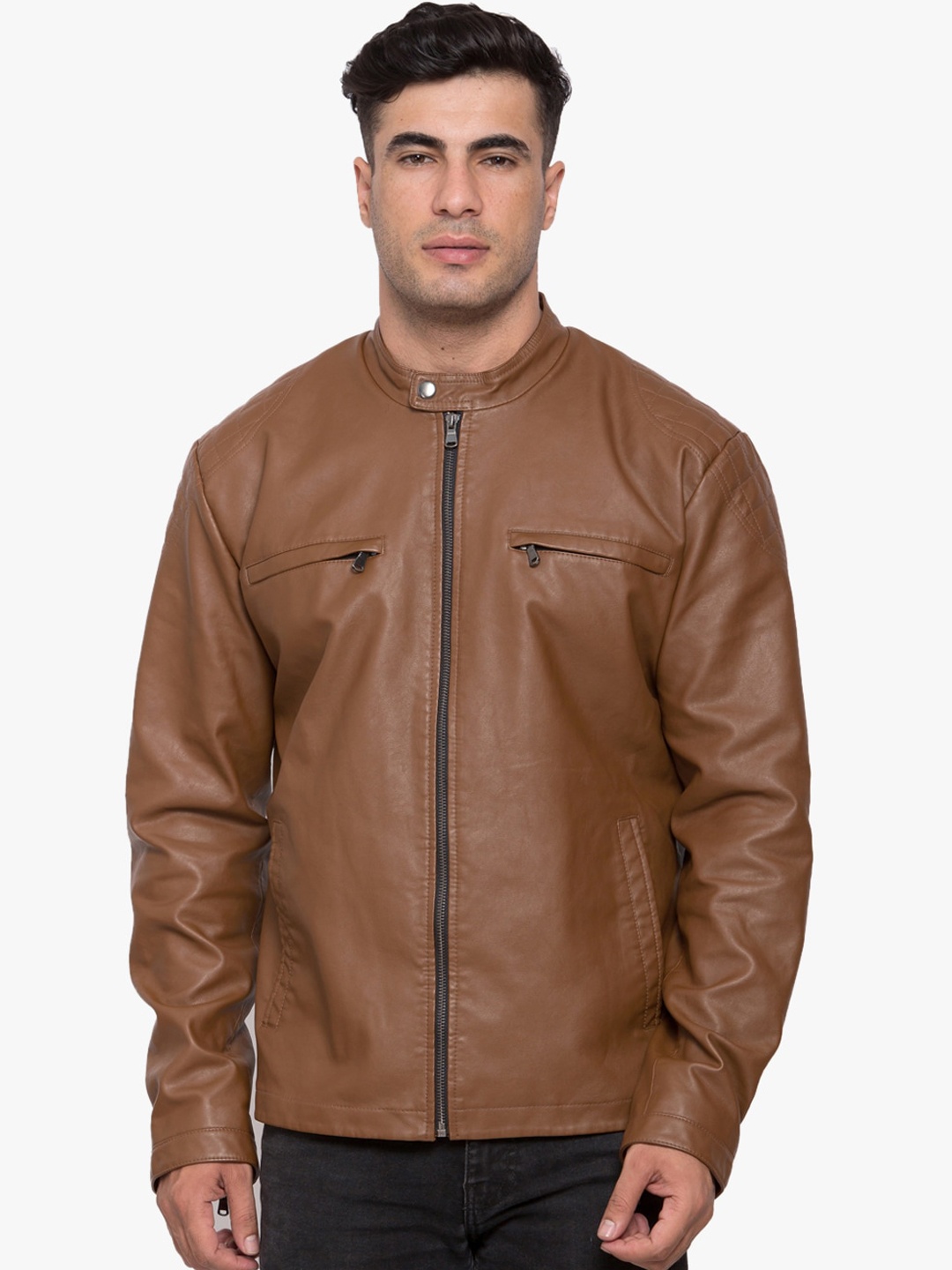 

Justanned Men Brown Outdoor Biker Jacket