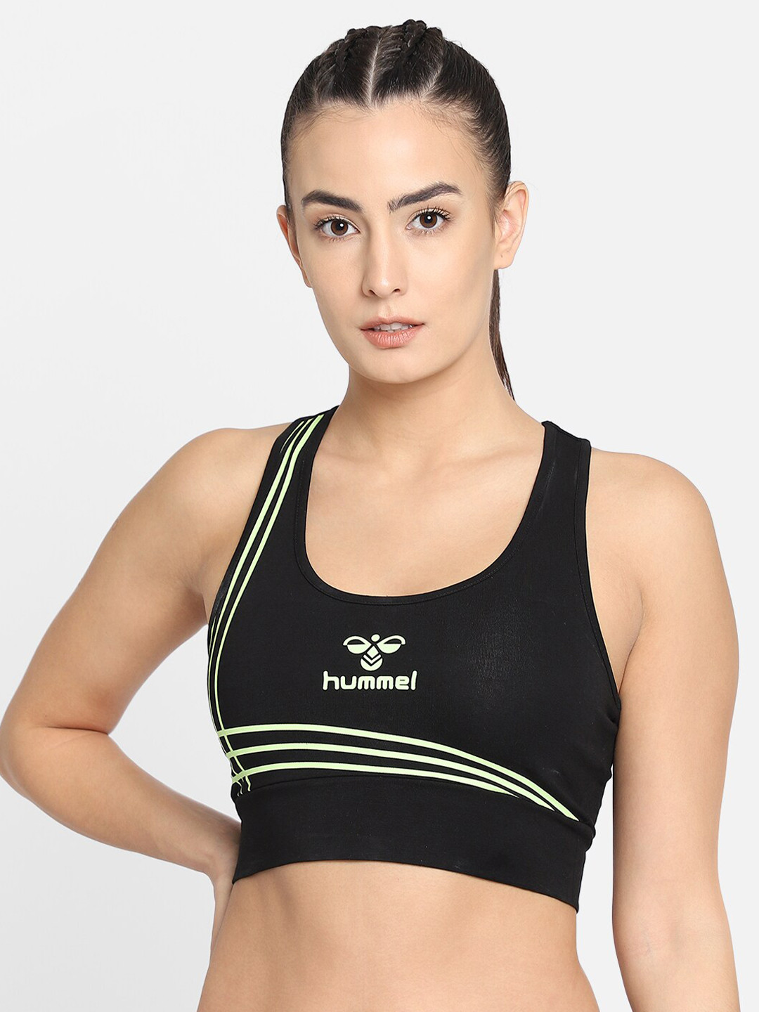 

hummel Black & Green Workout Bra Lightly Padded 910866-2001-BLACK