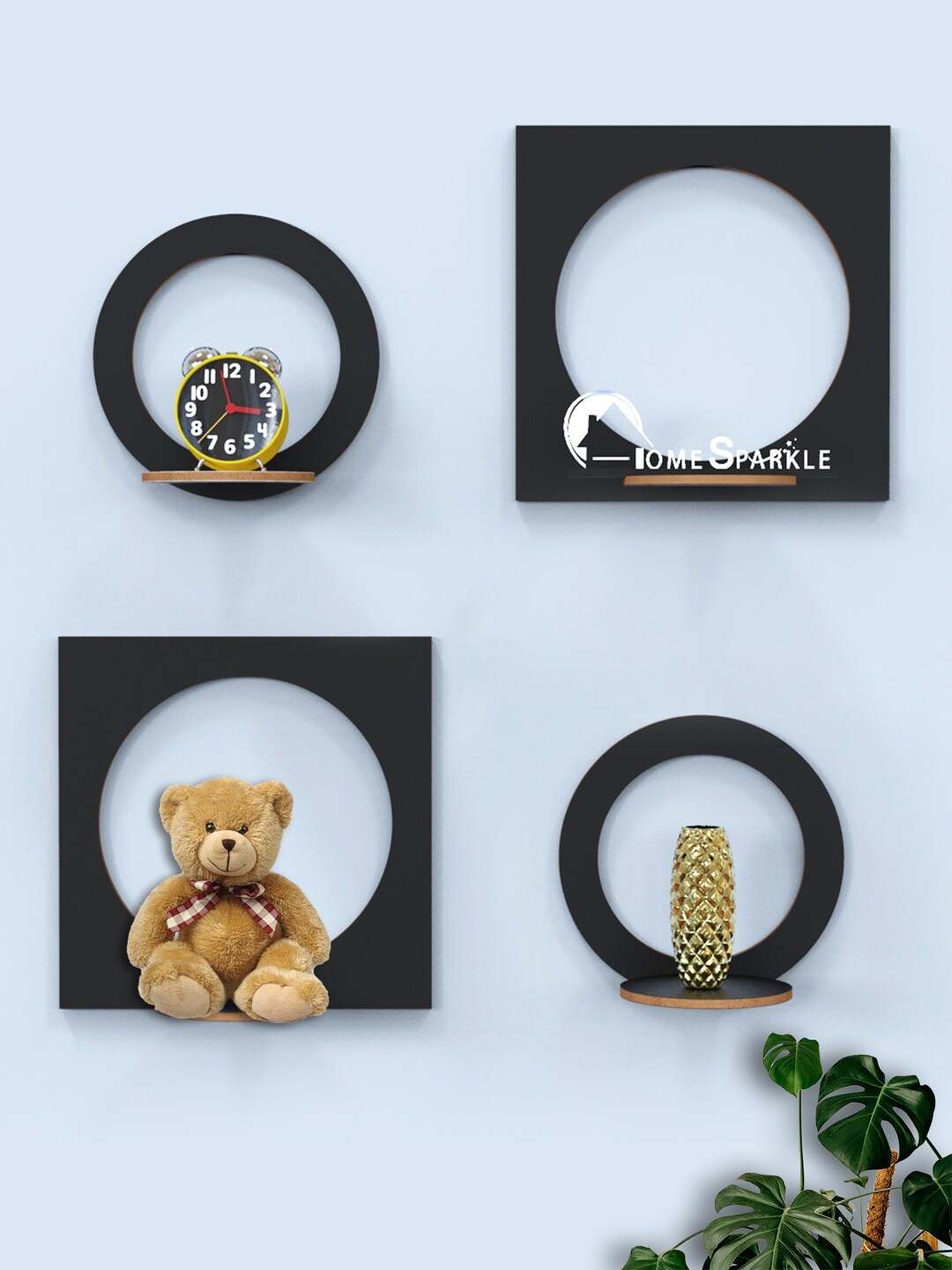 

Home Sparkle Black MDF 4 Basic Wall Shelf