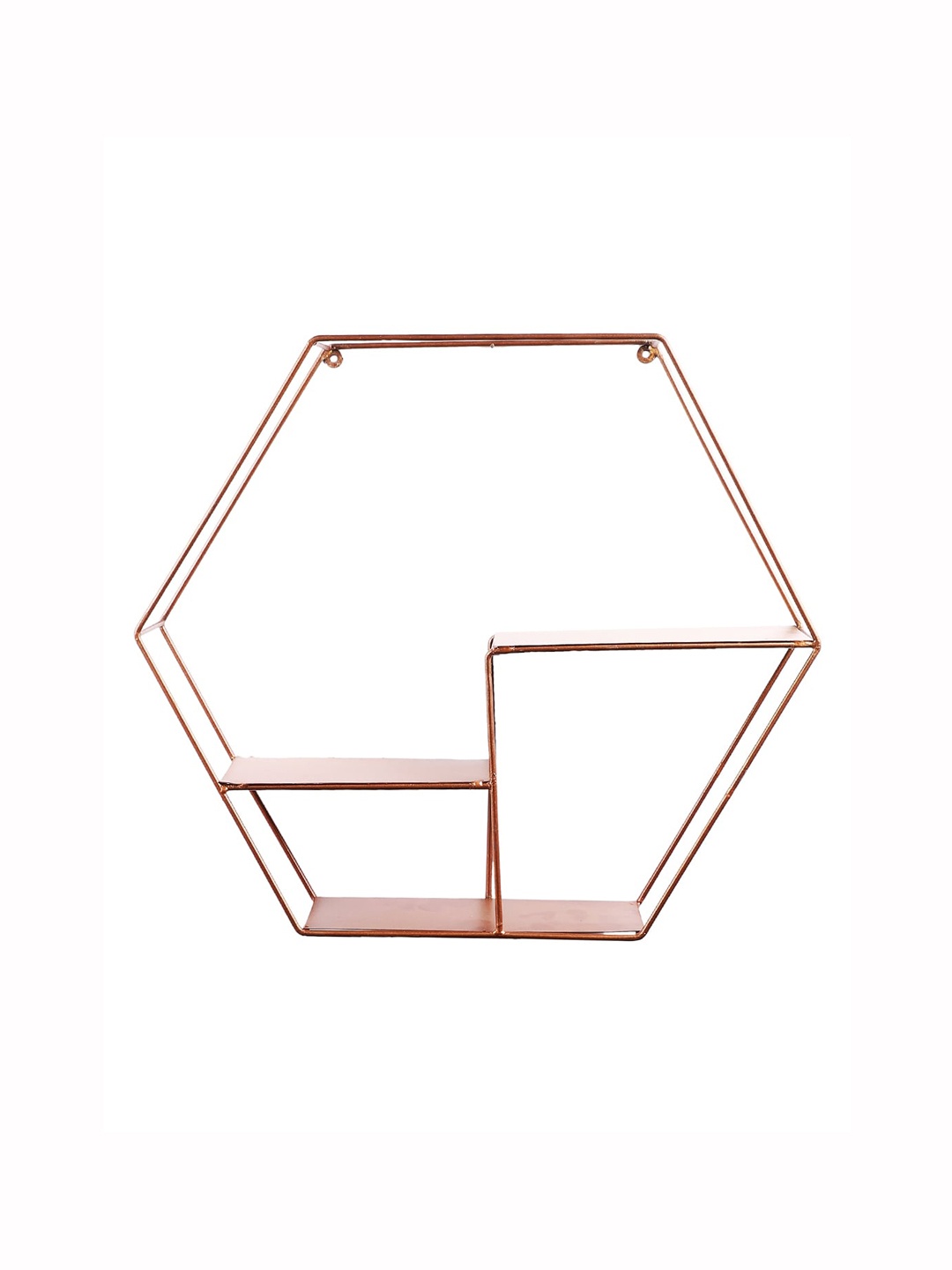 

Home Sparkle Copper-Toned Metal Hexagon Design Wall Mounted Basic Wall Shelf