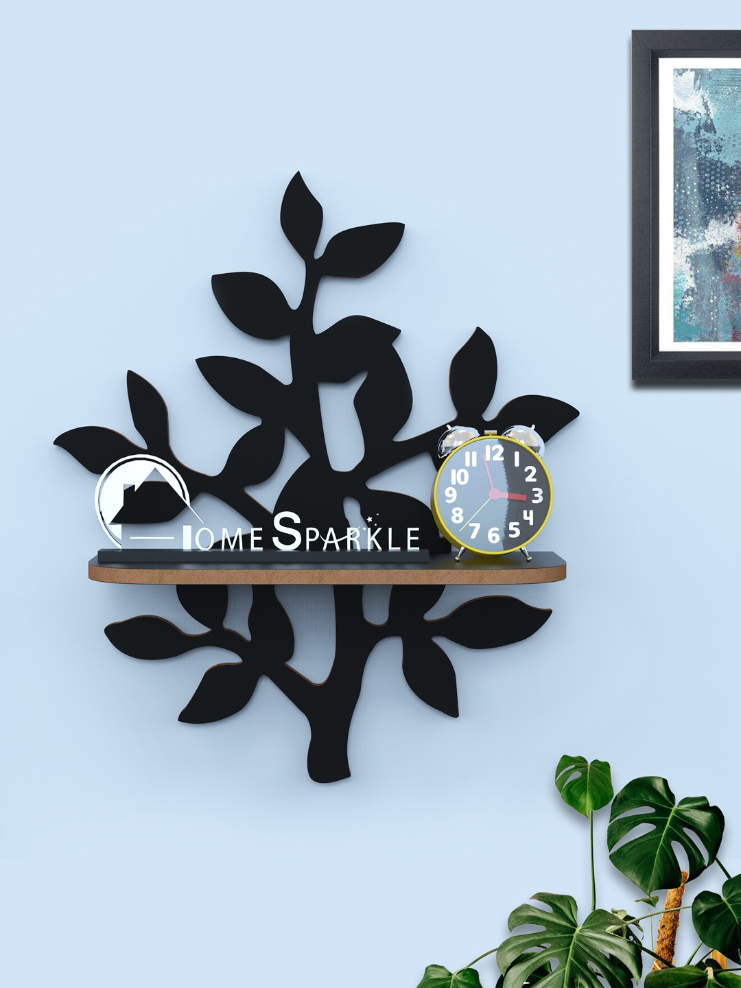 

Home Sparkle Black & Tan MDF Basic Wall Shelf