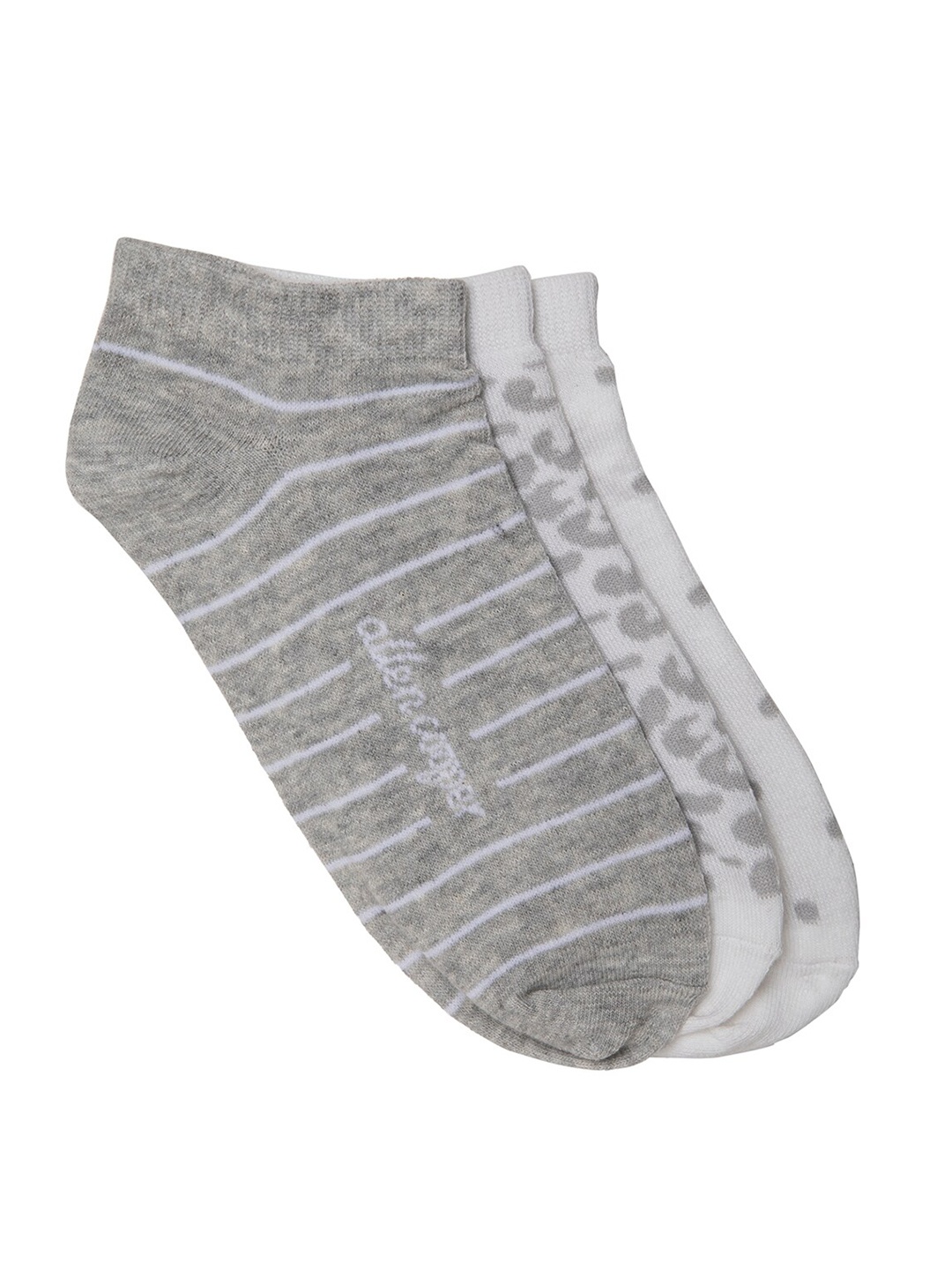 

Allen Cooper Women Pack Of 3 Patterned Ankle-Length Socks, Grey