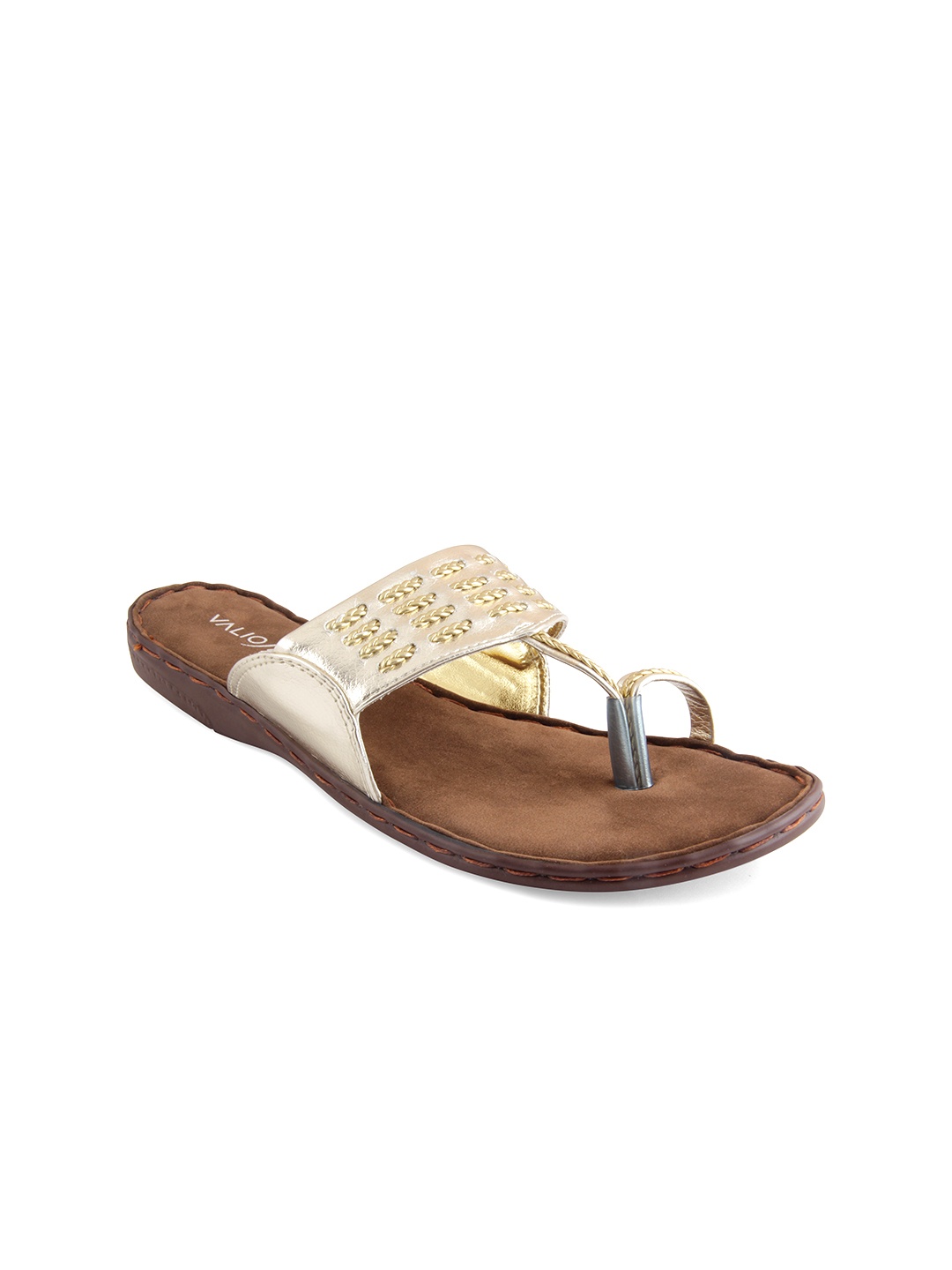 

VALIOSAA Women Gold-Toned Woven Flats