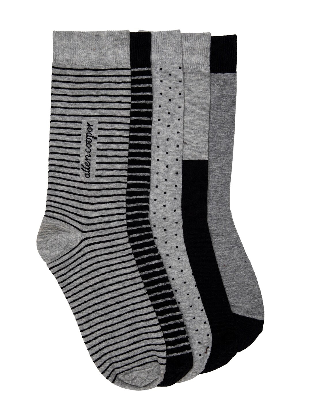 

Allen Cooper Men Pack Of 5 Cotton Calf-Length Socks, Black