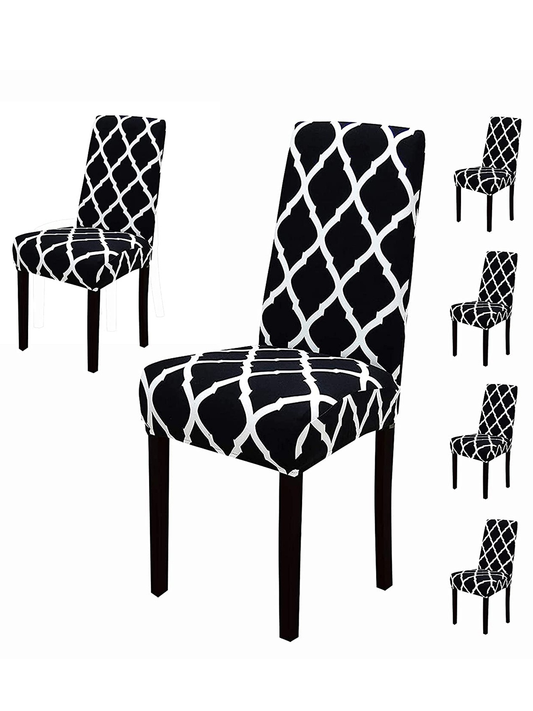 

HOUSE OF QUIRK Set Of 6 Printed Chair Covers, Black