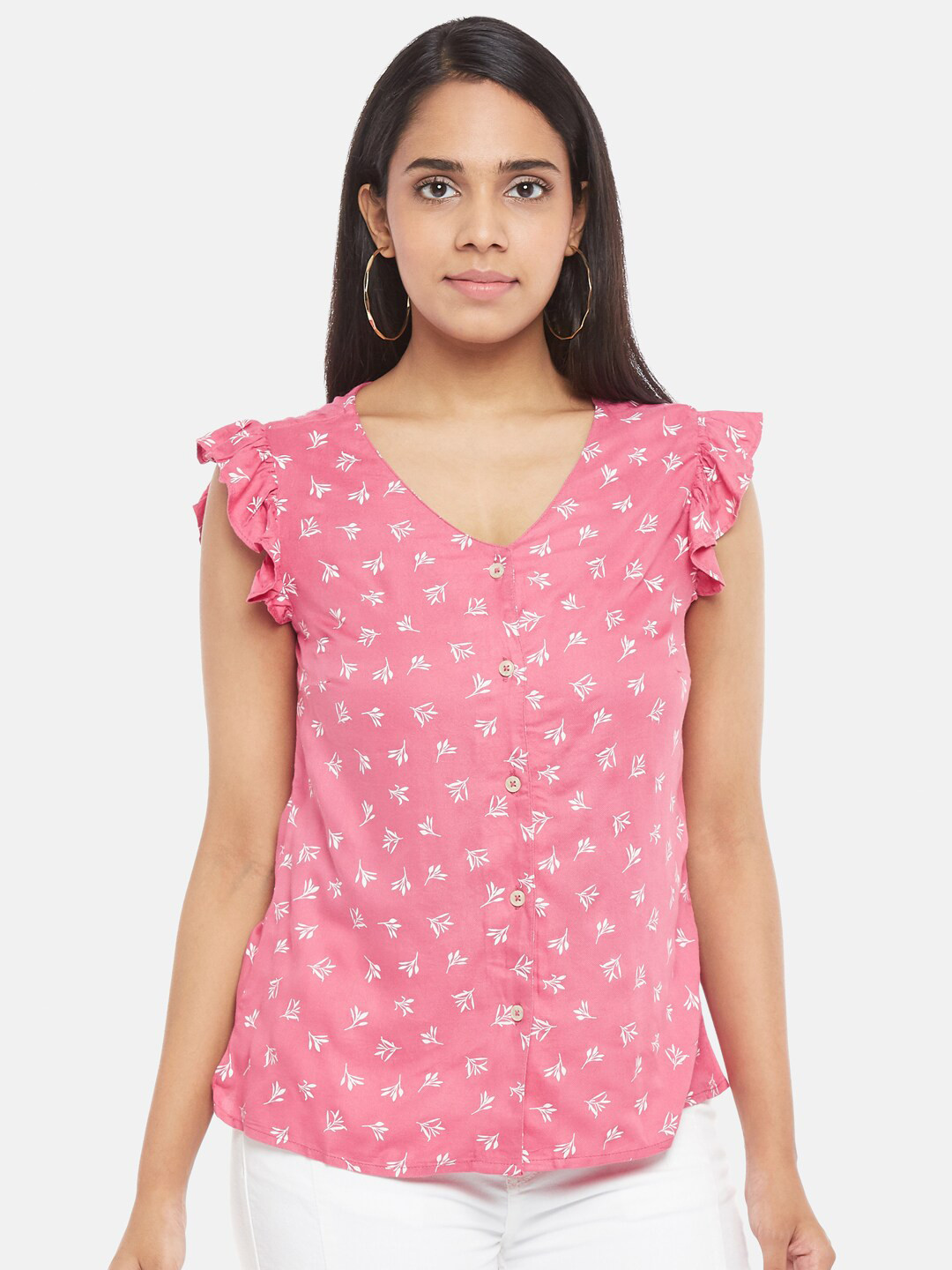 

Honey by Pantaloons Women Pink Floral Regular Top