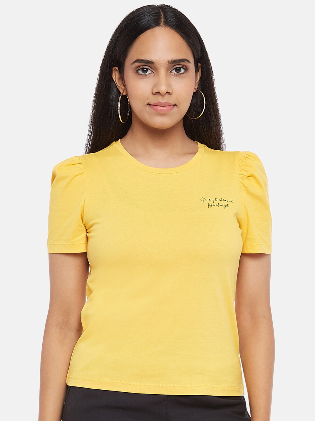 

Honey by Pantaloons Mustard Yellow Regular Top