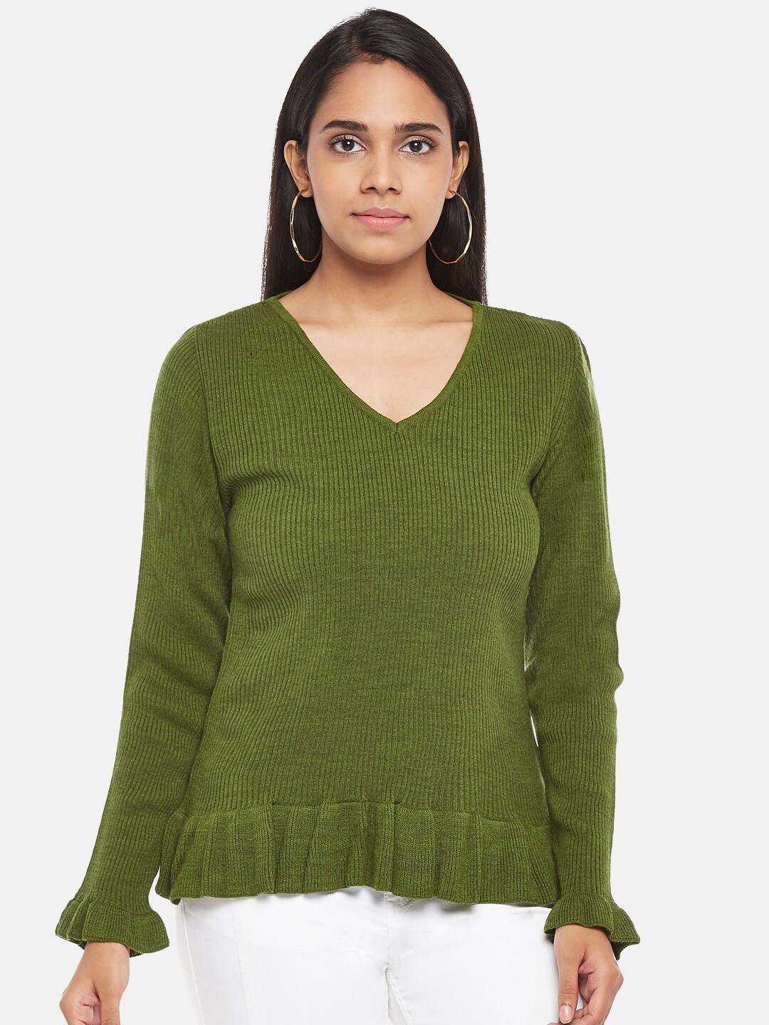 

Honey by Pantaloons Olive Green Regular Top