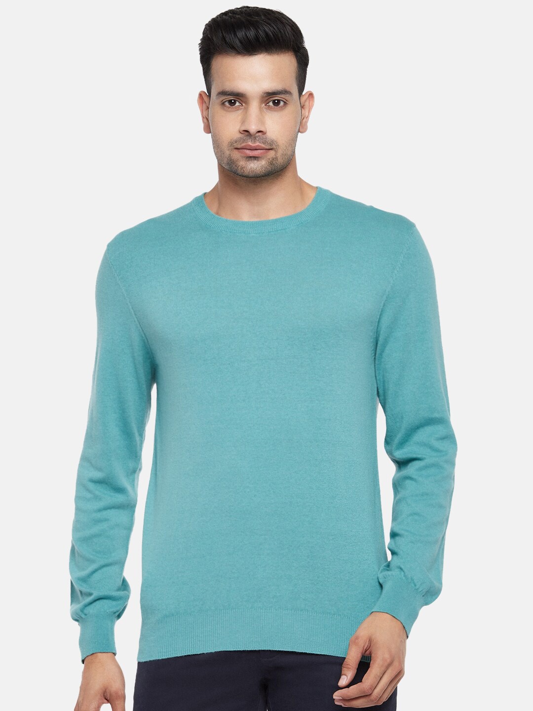 

BYFORD by Pantaloons Men Blue Solid Pullover