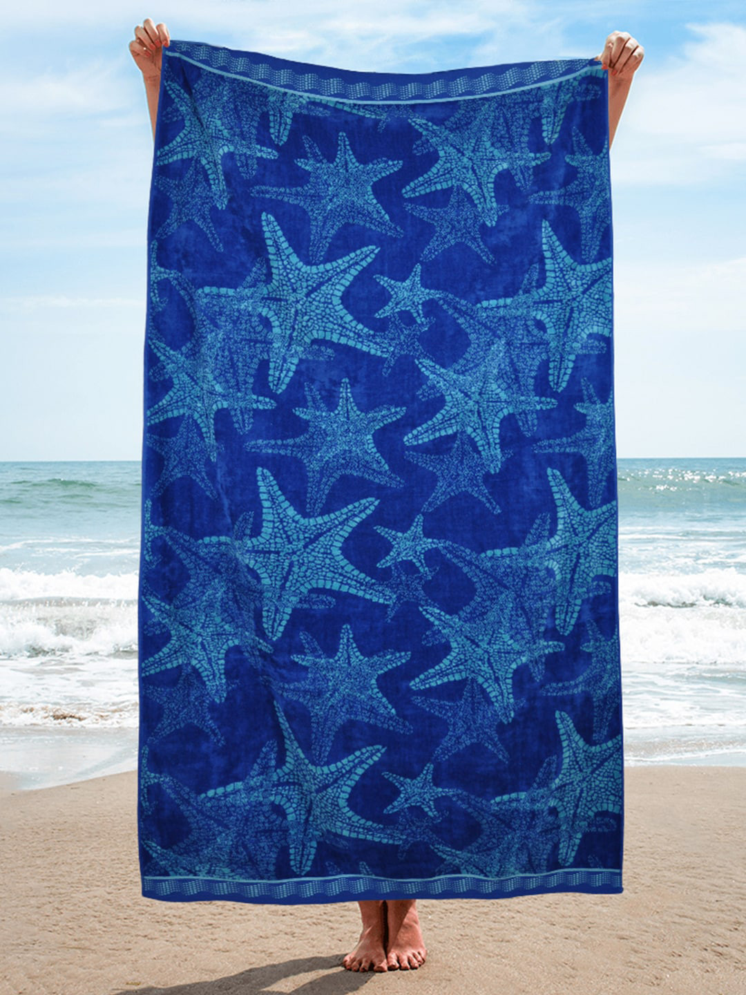 

Trident Blue Printed Pure Cotton Beach Towel