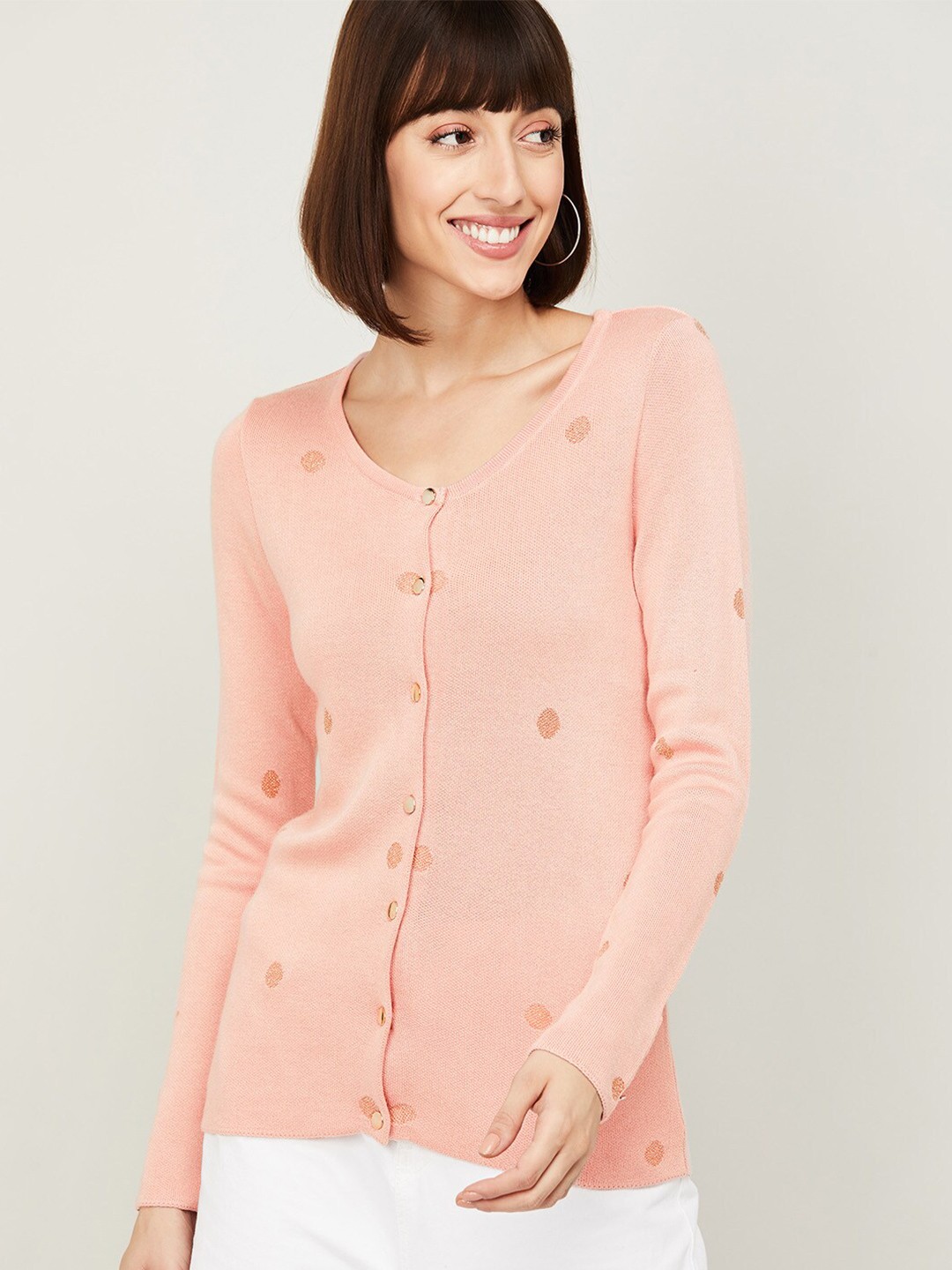

Bossini Women Pink Cotton Printed Cardigan