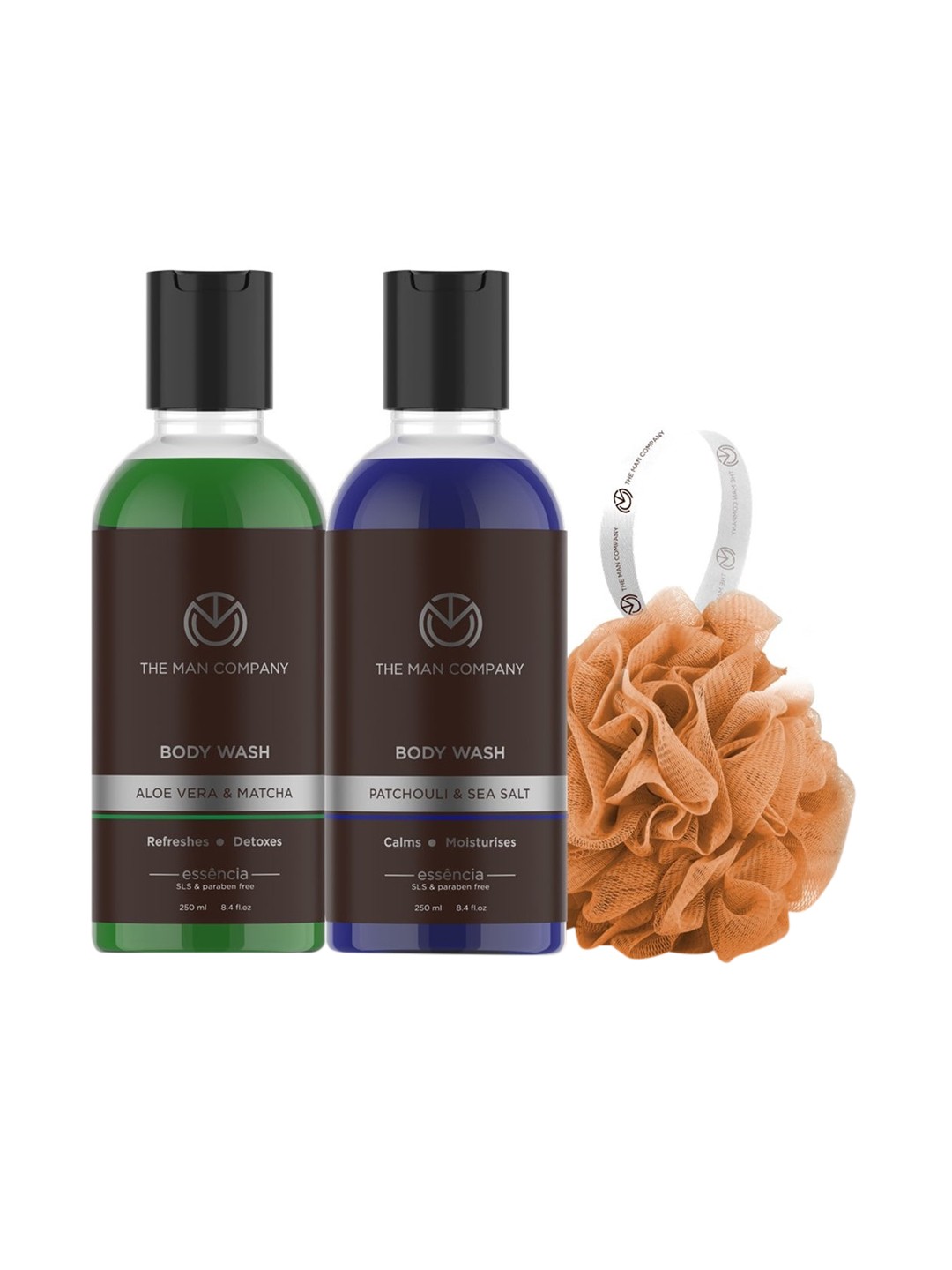 

THE MAN COMPANY Pack of 2 Body Wash With Loofah - 250 ml Each, Black