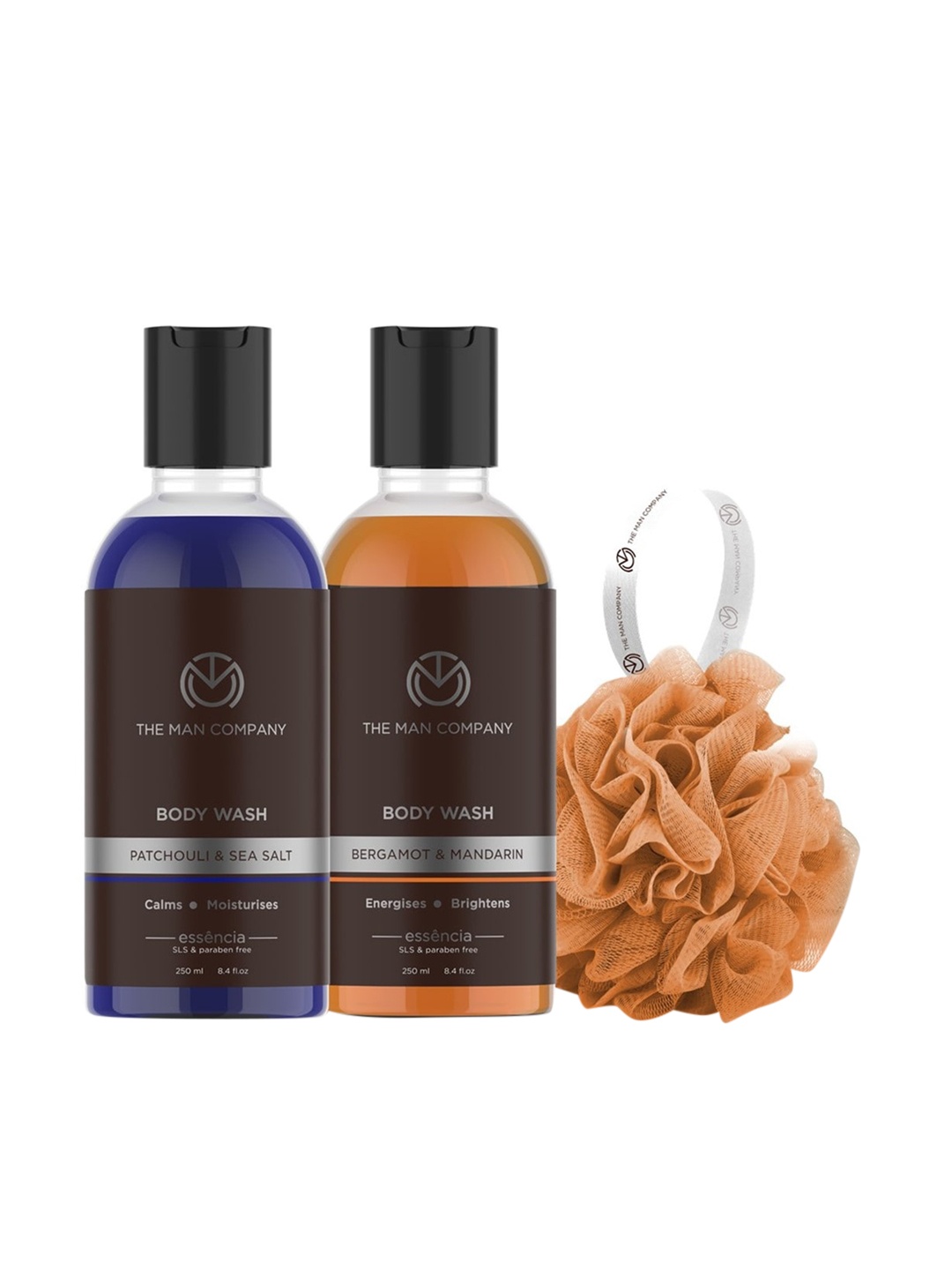 

THE MAN COMPANY Pack of 2 Body Wash Patchouli & Sea Salt, Bergamot & Mandarin Free Loofah, Multi