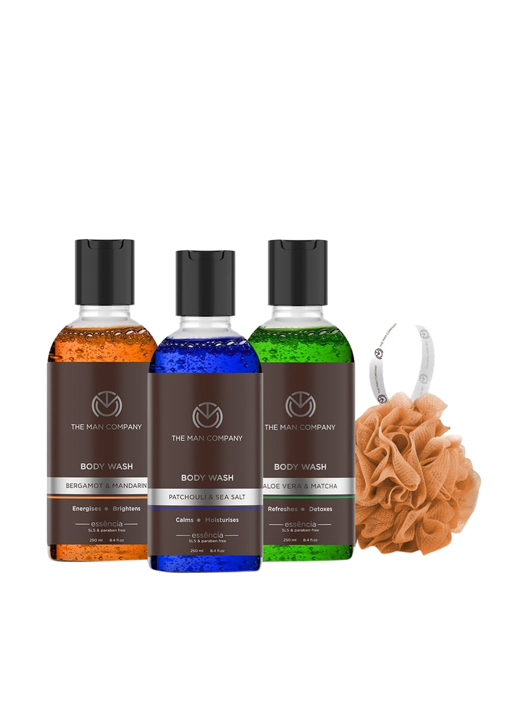 

THE MAN COMPANY Pack of 3 Body Wash with Patchouli, Bergamot, Aloe Vera With Loofah, Multi