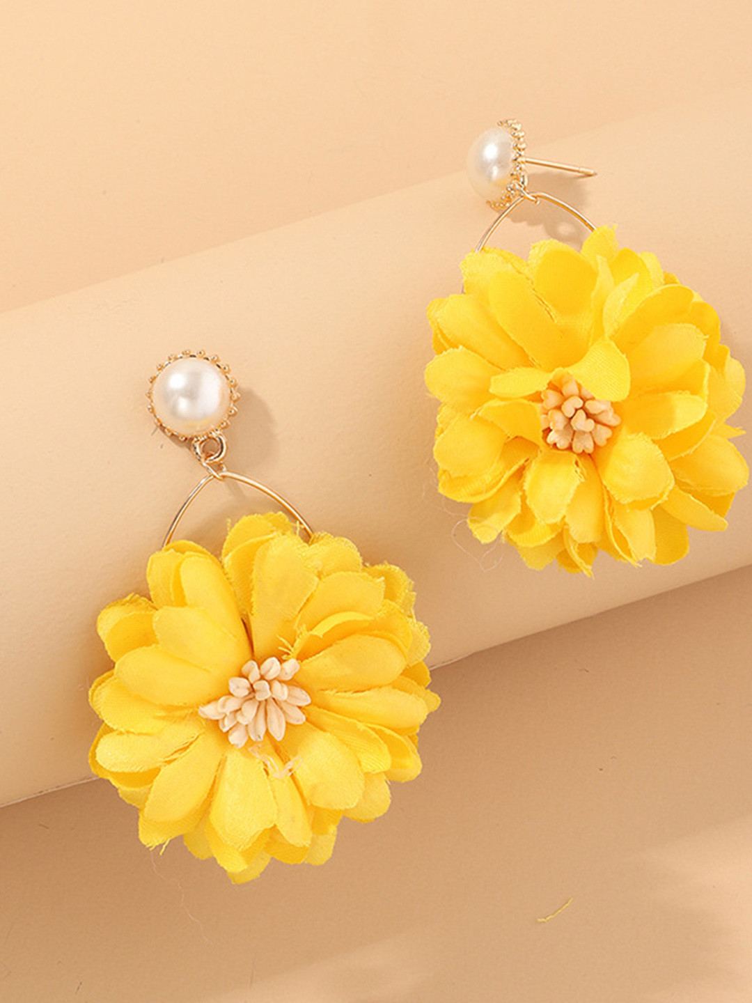 

URBANIC Yellow Floral Drop Earrings
