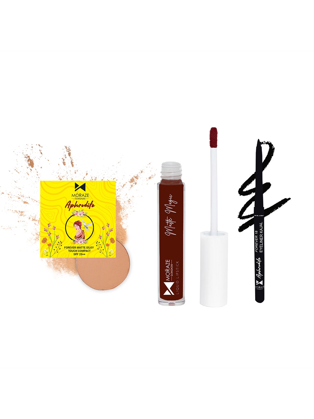 

Moraze Set of Liquid Lipstick & Compact with Kajal, Multi