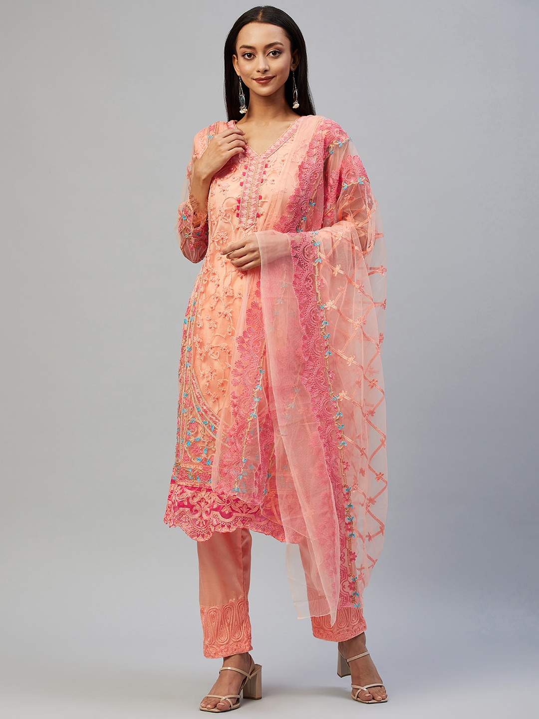 

Readiprint Fashions Orange Embroidered Unstitched Dress Material