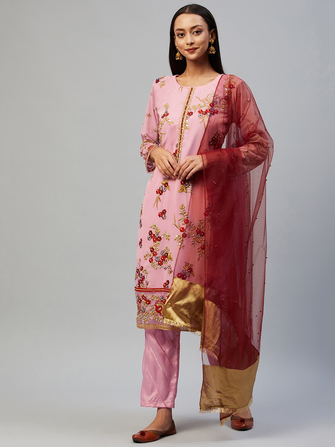 

Readiprint Fashions Pink & Maroon Embroidered Unstitched Dress Material