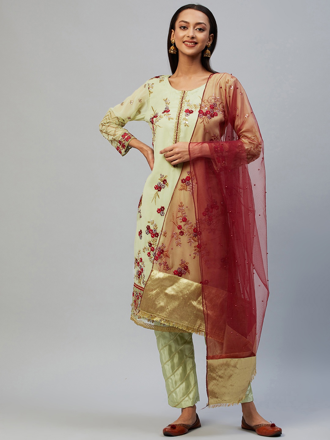 

Readiprint Fashions Green & Lime Green Embroidered Unstitched Dress Material