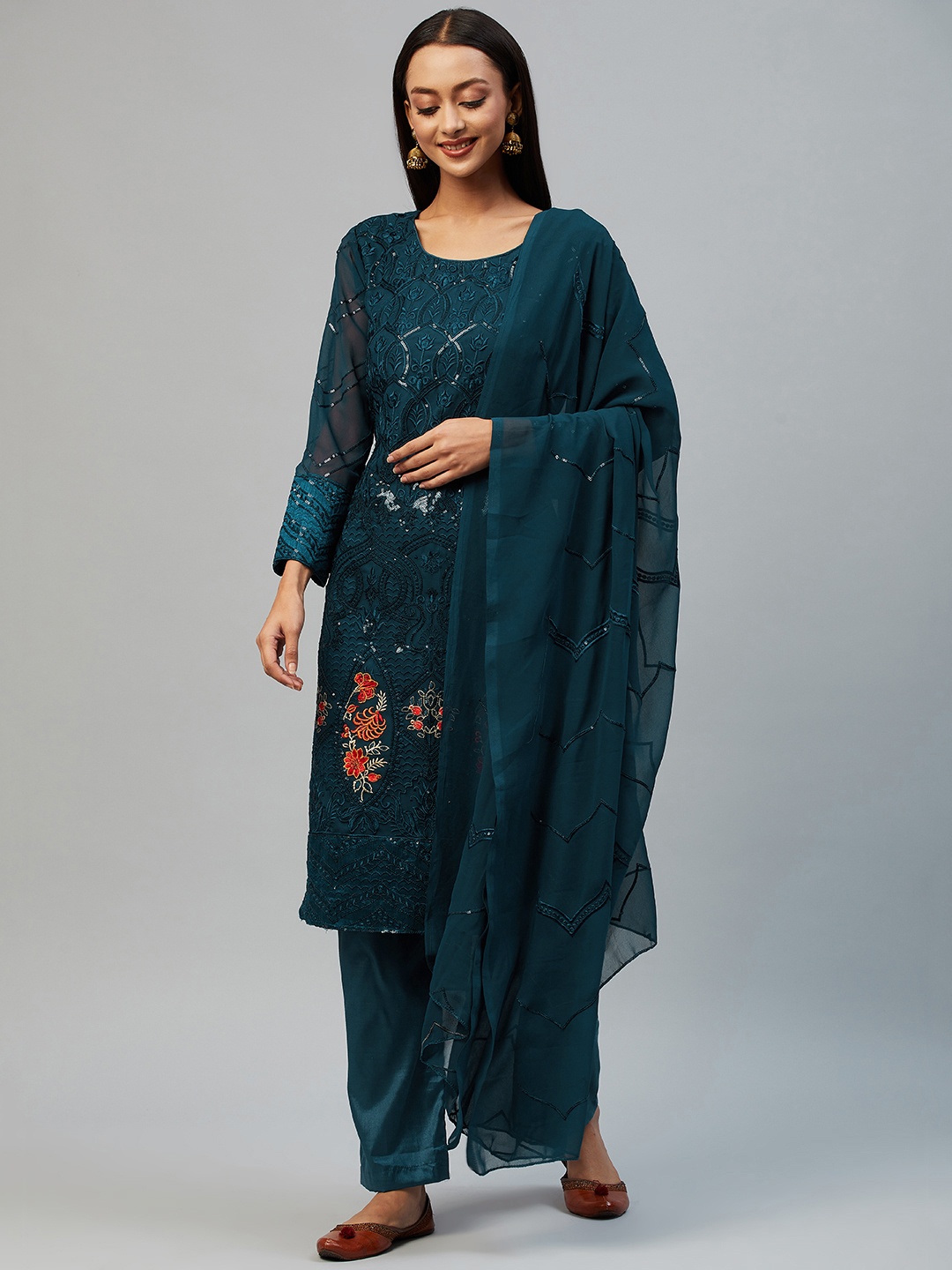 

Readiprint Fashions Blue & Teal Embroidered Unstitched Dress Material