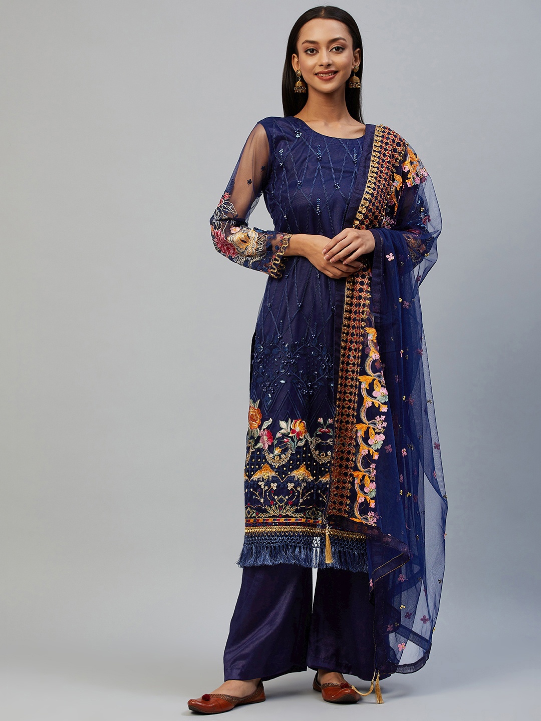 

Readiprint Fashions Blue & Navy Blue Embroidered Unstitched Dress Material