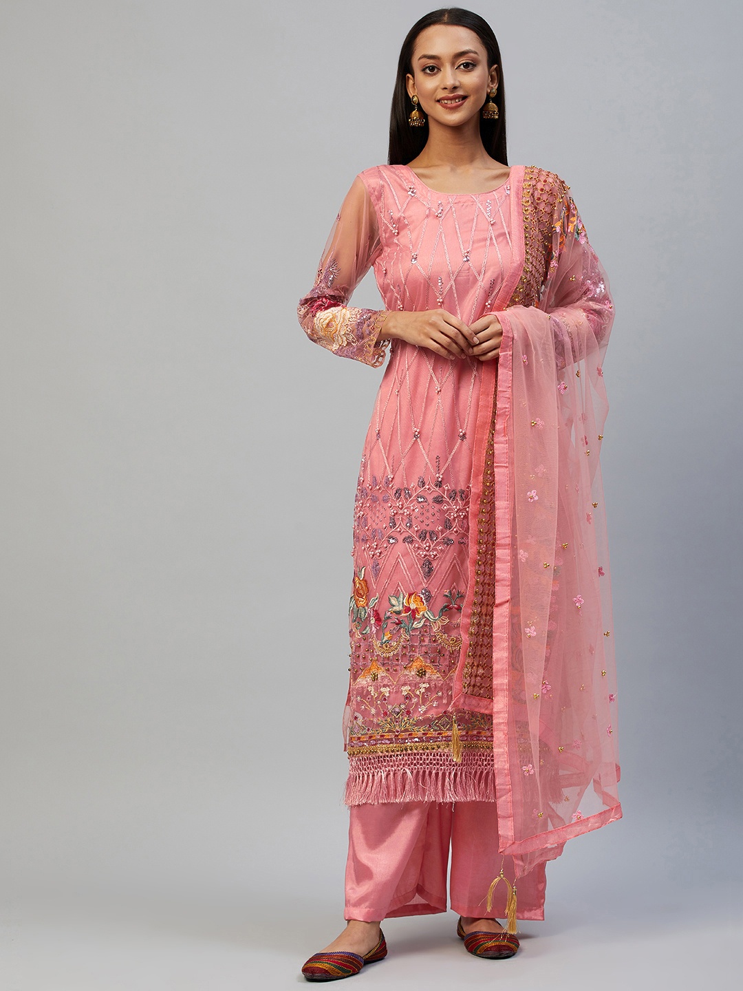 

Readiprint Fashions Pink Embroidered Unstitched Dress Material