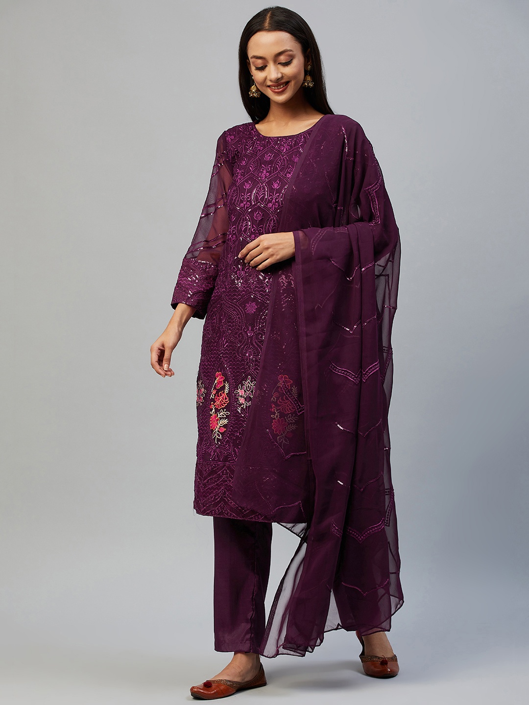 

Readiprint Fashions Purple Embroidered Unstitched Dress Material