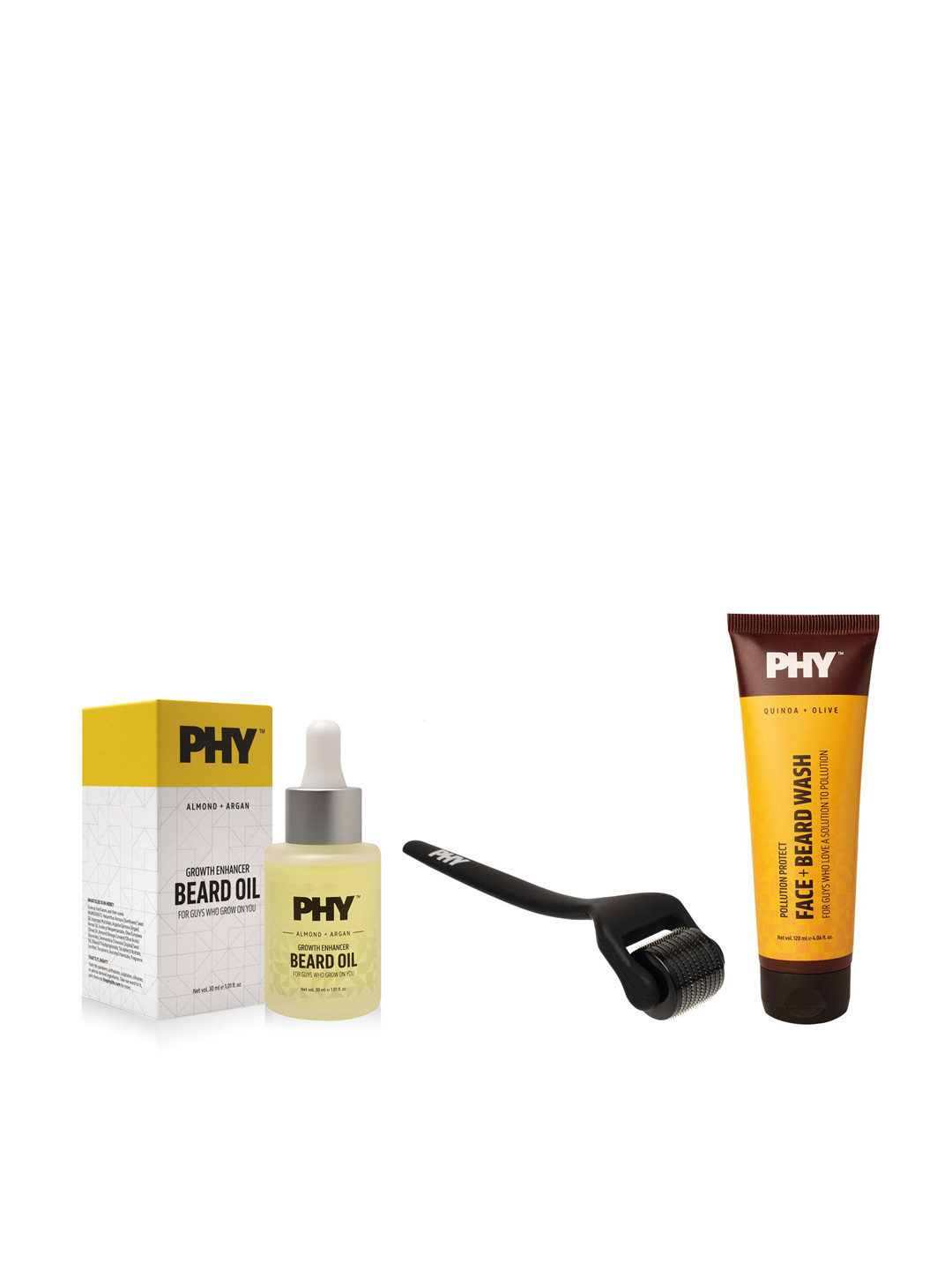 

Phy Men Set Of Beard Oil - Roller & Face Wash, Black