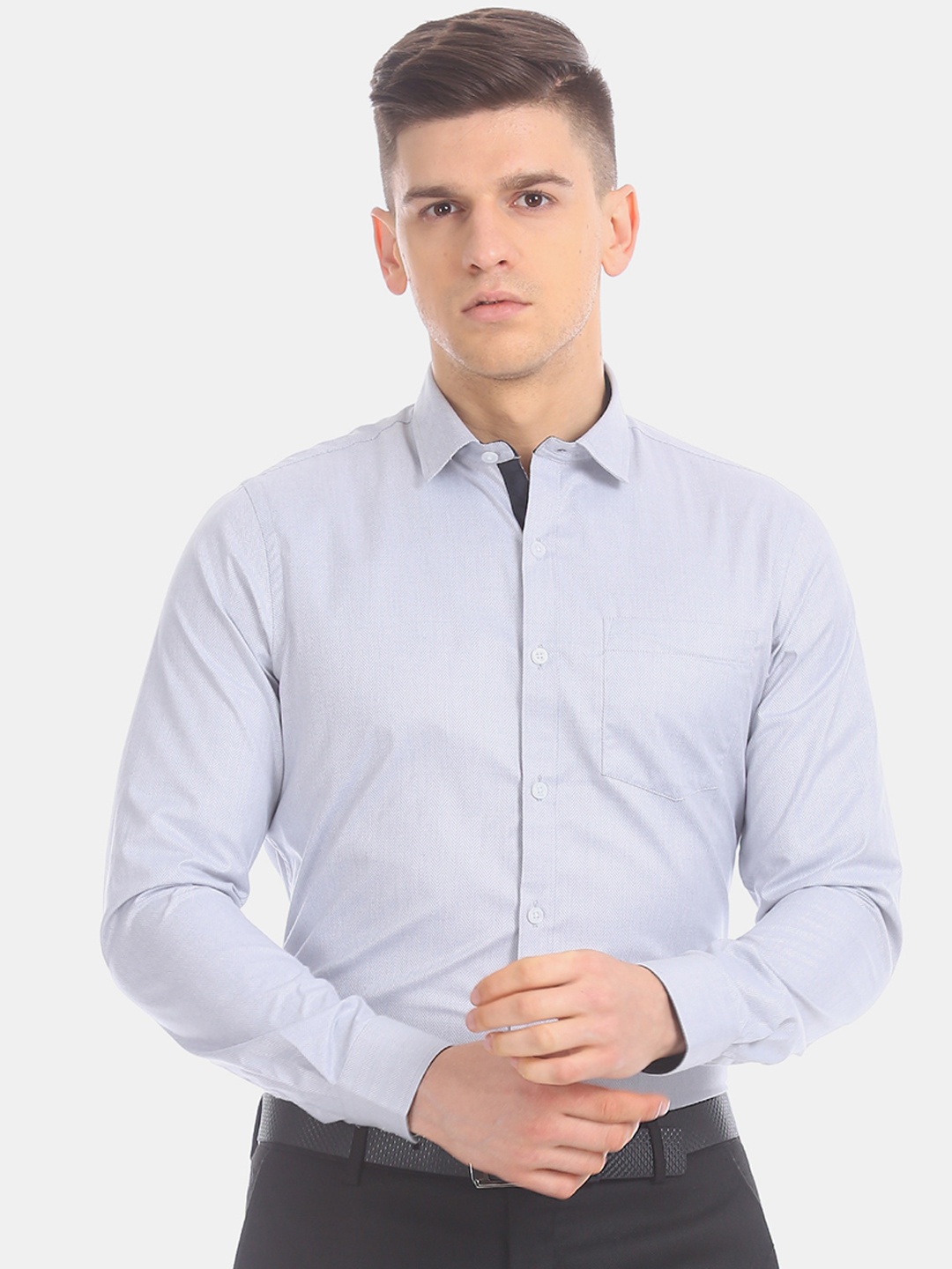 

Excalibur Men Grey Opaque Formal Shirt