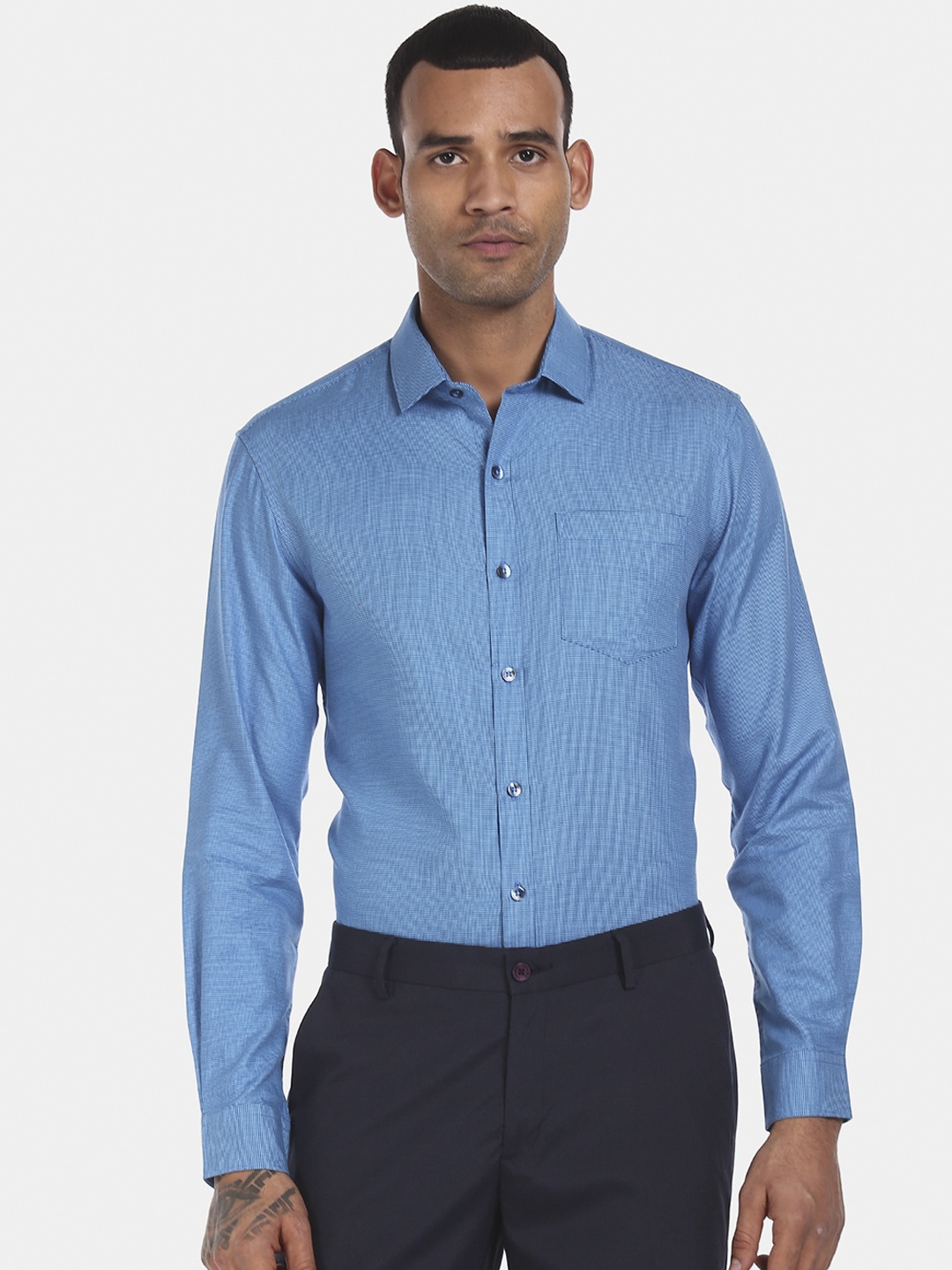 

Excalibur Men Blue Opaque Casual Shirt