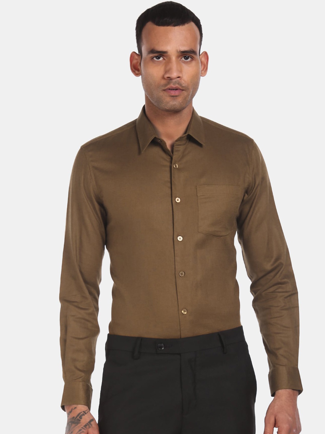 

Excalibur Men Brown Opaque Casual Shirt