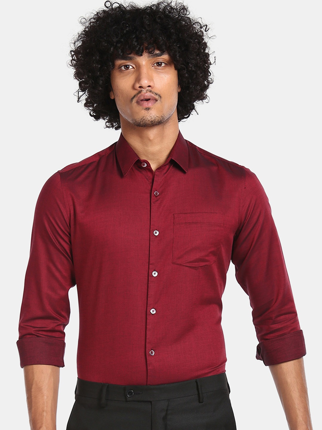 

Excalibur Men Maroon Opaque Formal Shirt