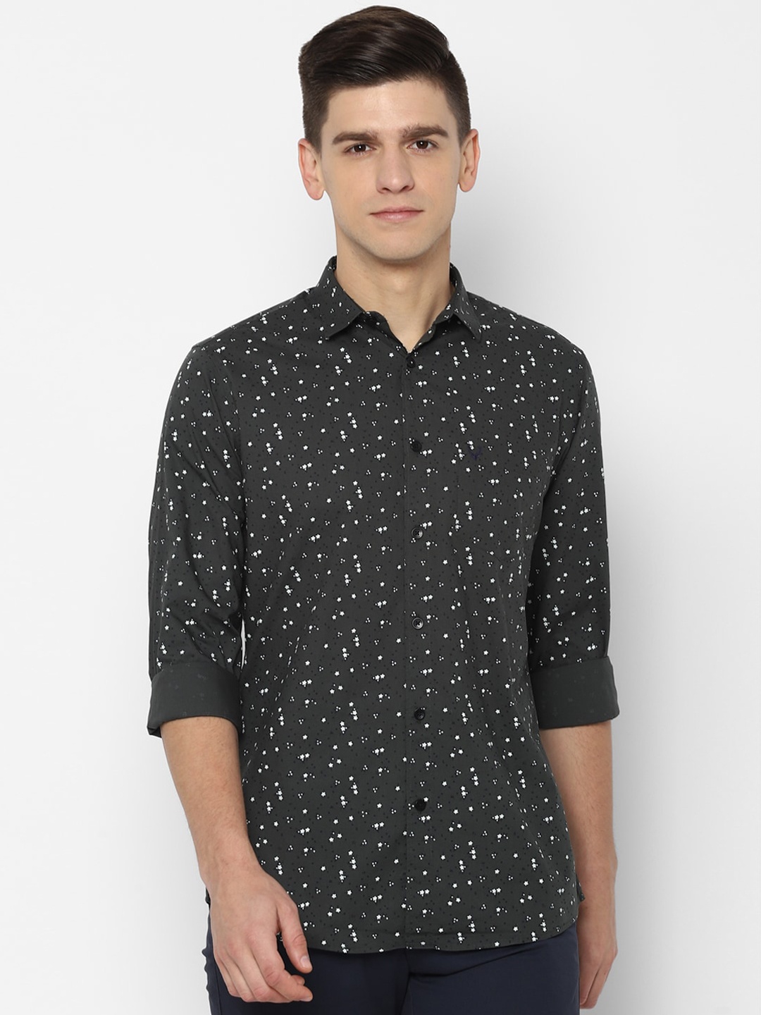 

Allen Solly Men Grey Slim Fit Opaque Printed Casual Shirt