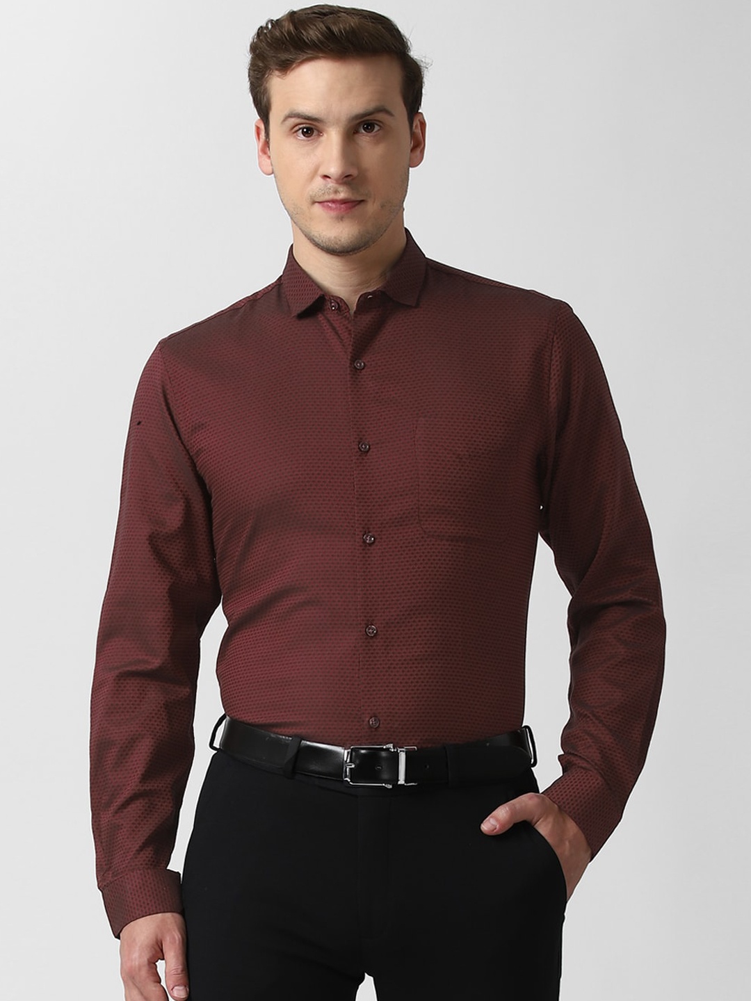 

Peter England Men Maroon Slim Fit Opaque Formal Shirt