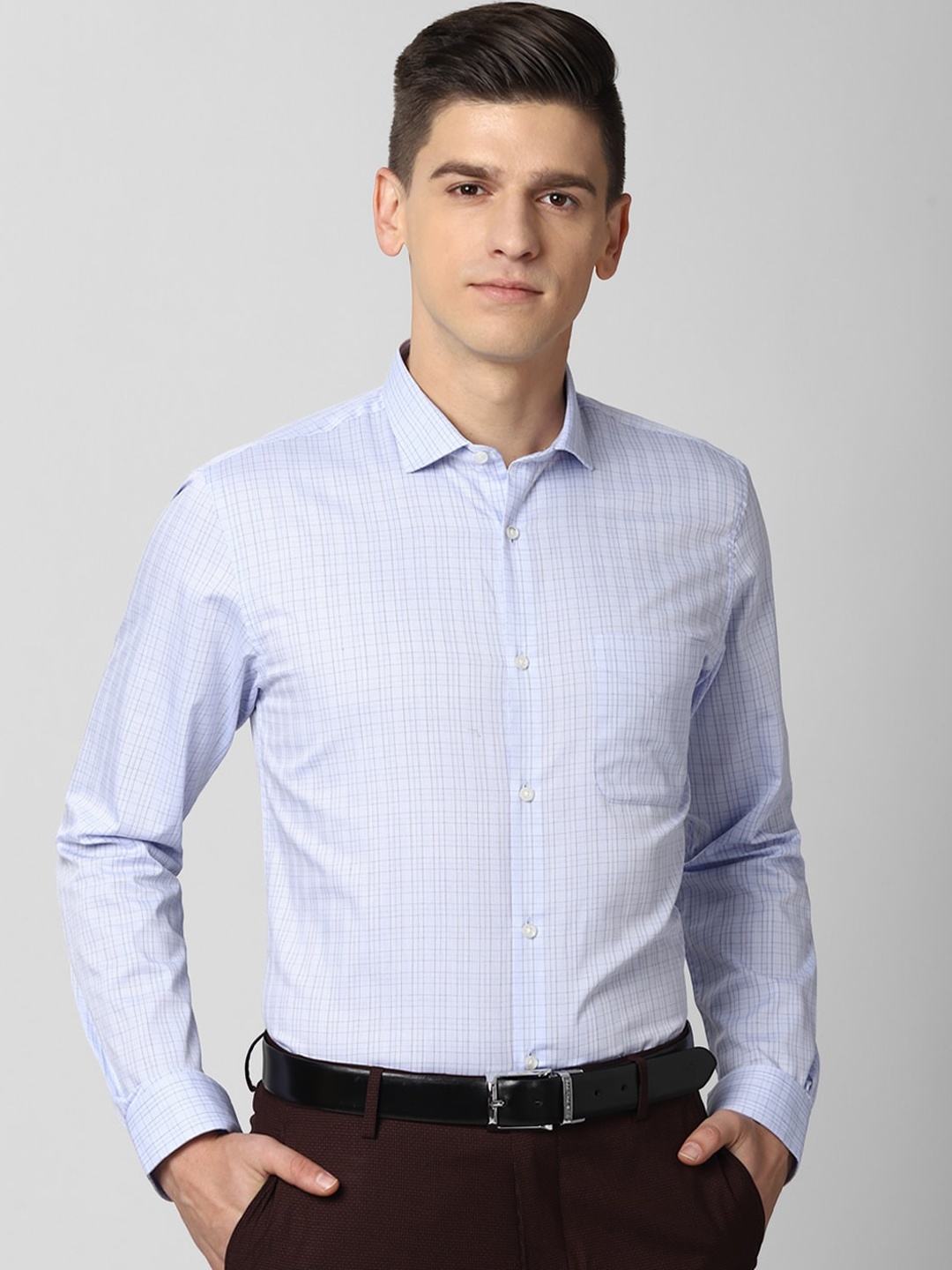 

Peter England Men Blue & Black Checked Slim Fit Formal Shirt