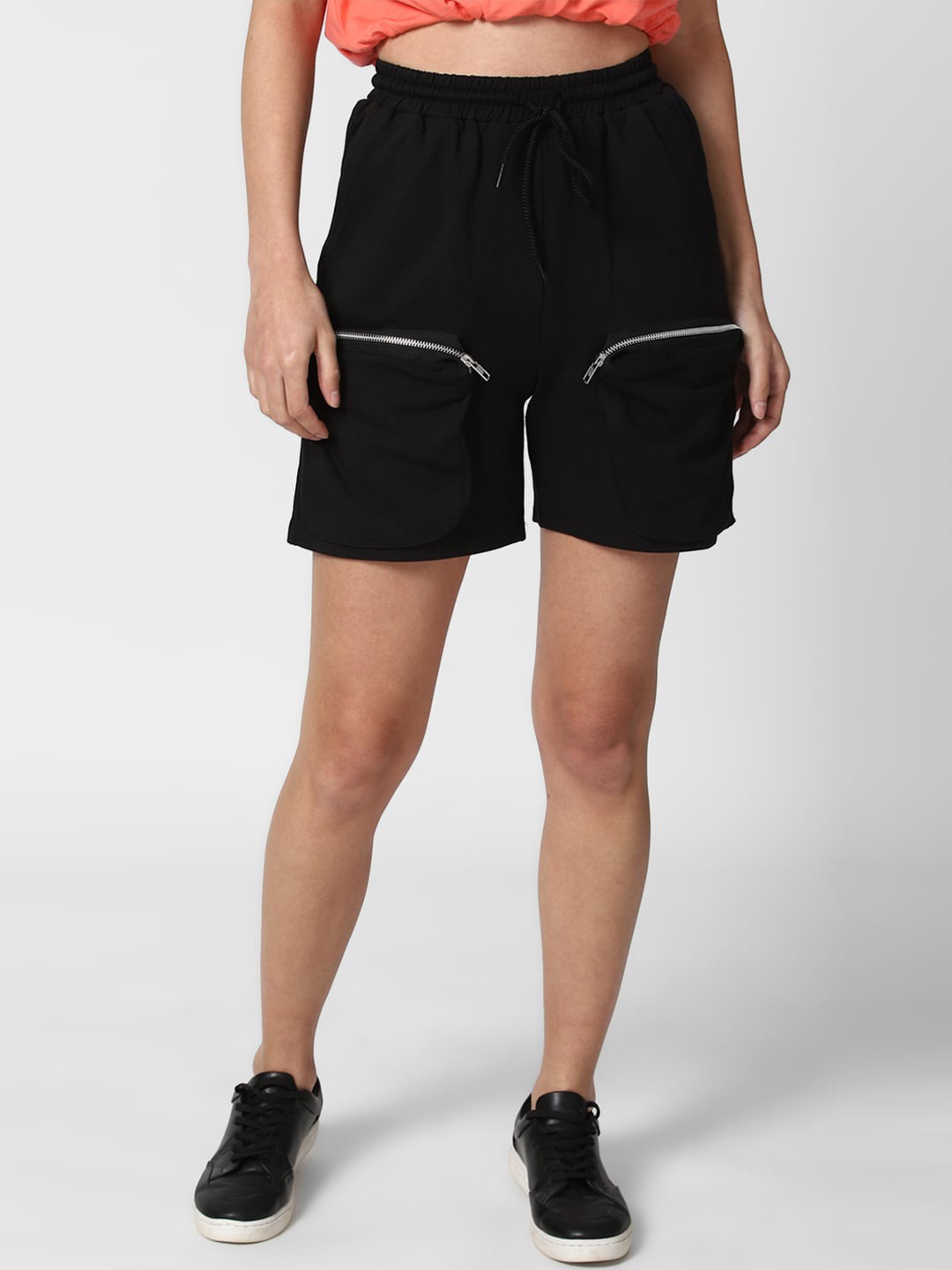 

FOREVER 21 Women Black Pure Cotton Sports Shorts