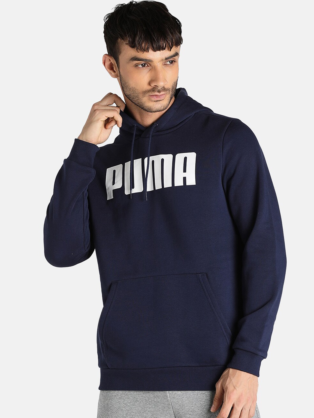 

Puma Men Regular Fit Printed Hooded Sweatshirt, Blue