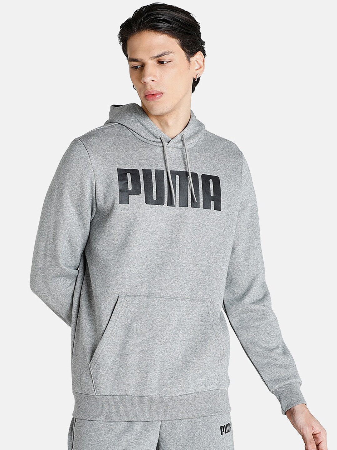 

Puma Men Grey Printed Hooded Regular Fit Sweatshirt