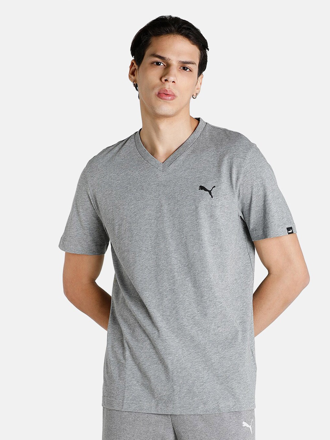 

Puma Men Grey Essential V-Neck T-shirt