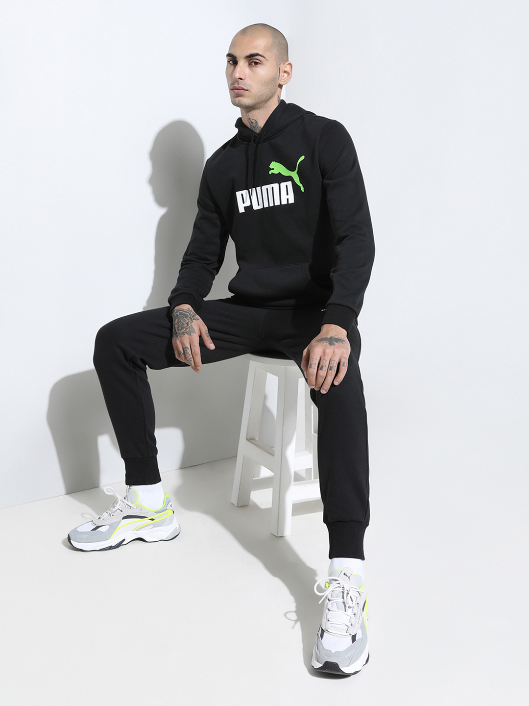 

Puma Men Black ESS+ 2 Col Big Logo Hoodie