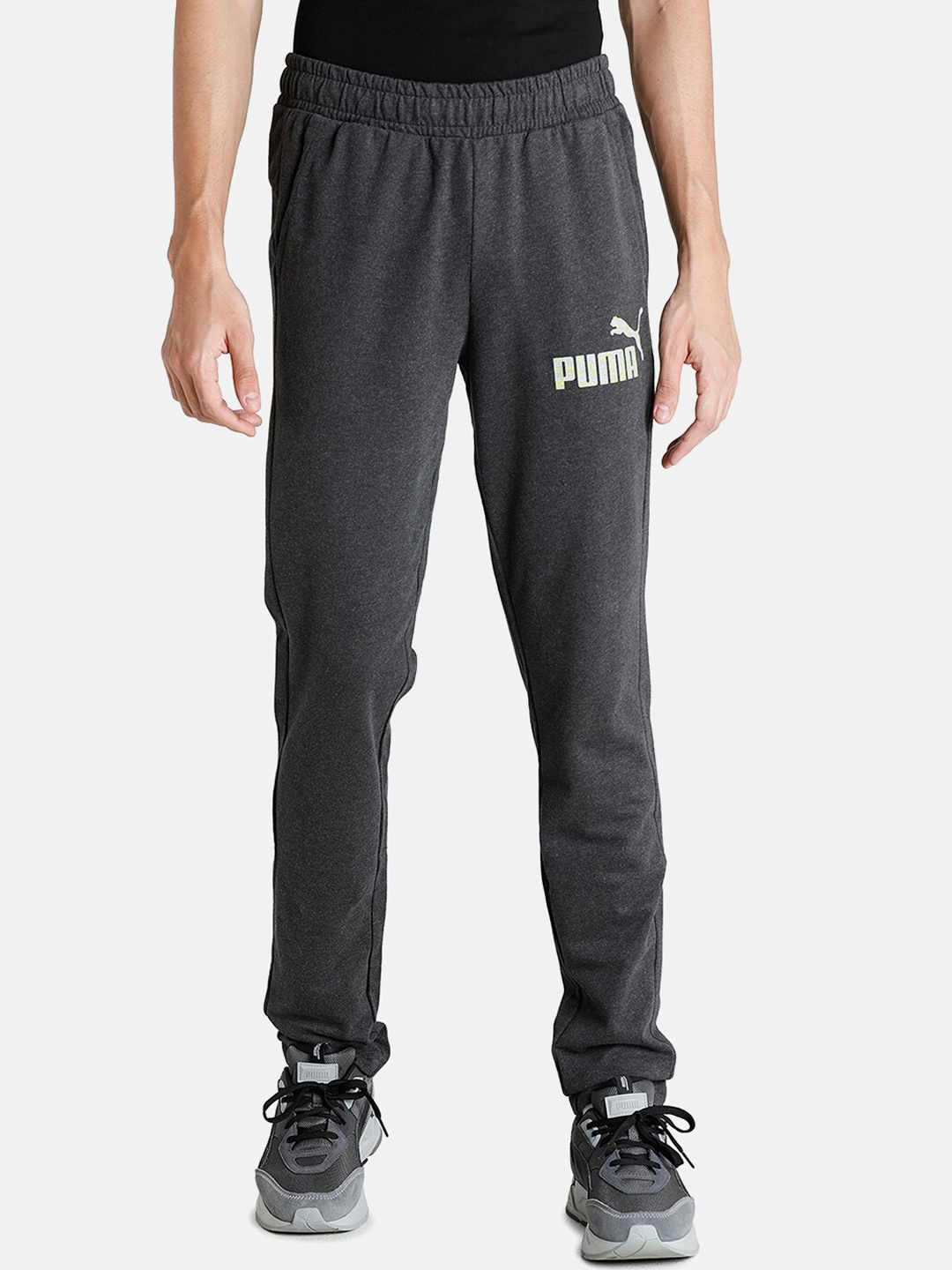 

Puma Men Grey Cotton Graphic Slim Fit Track Pants
