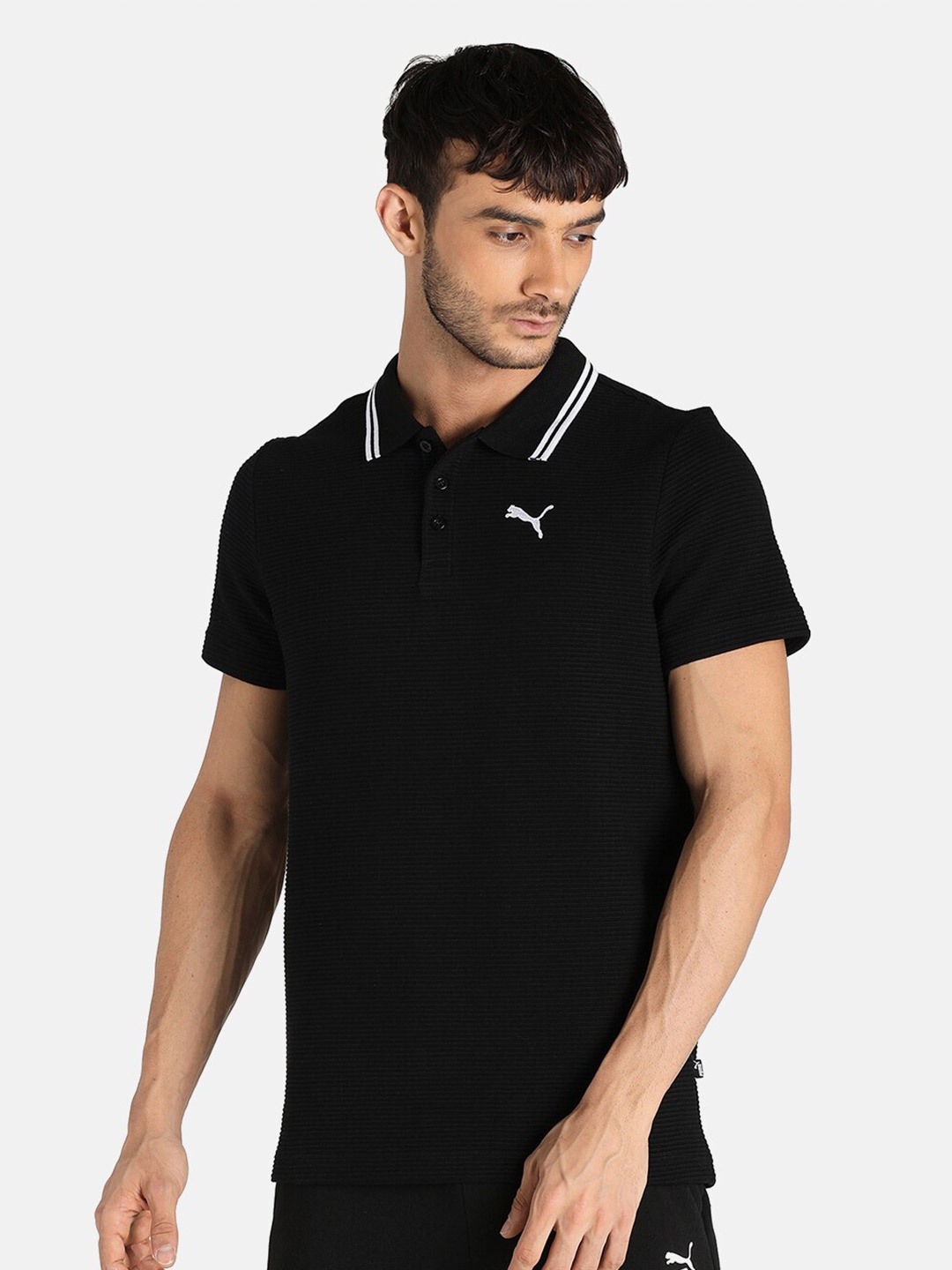

Puma Men Black Polo Collar T-shirt
