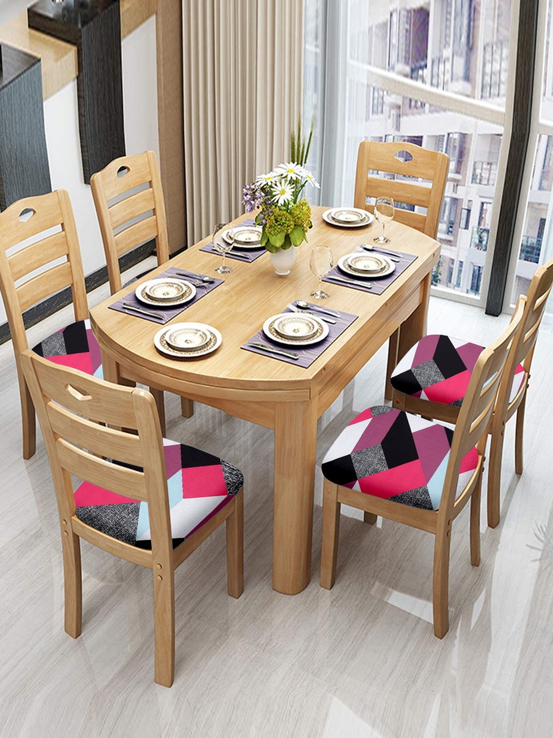 

Cortina Pink & Black Single Printed General Support Chair Pads