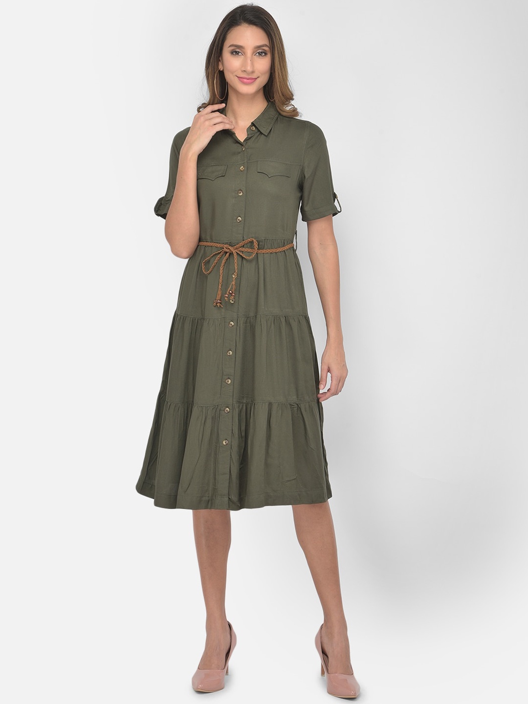 

Latin Quarters Green Shirt Dress