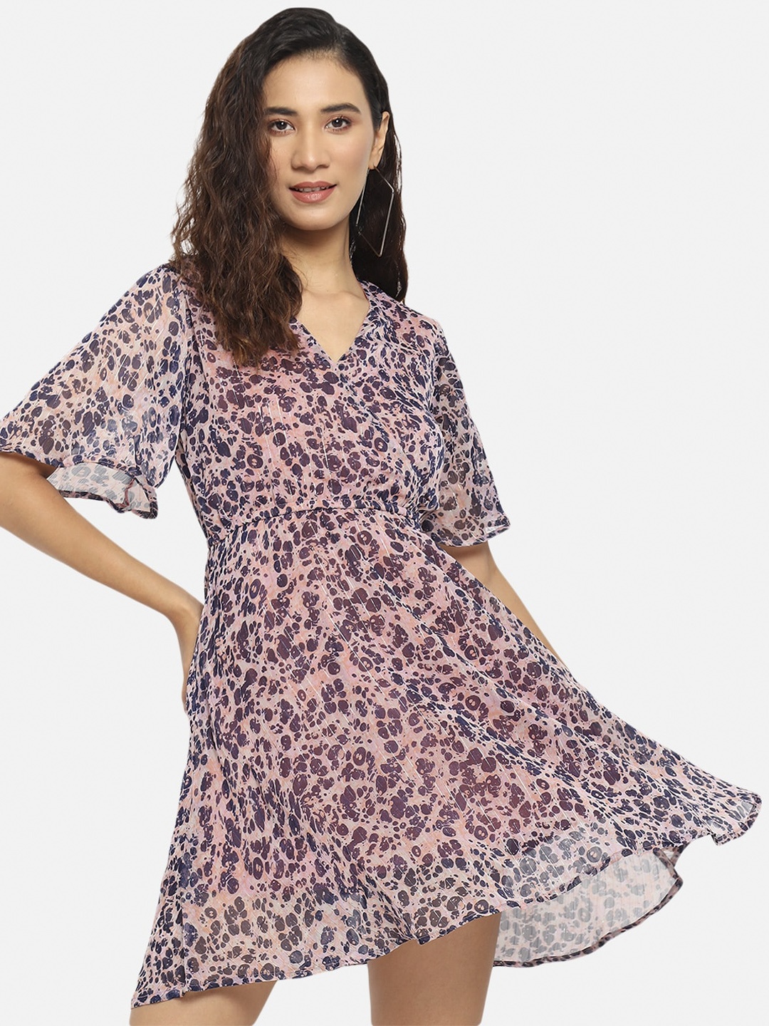 

Trend Arrest Pink & Navy Blue Georgette Dress