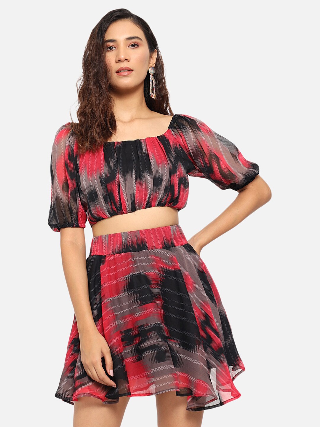 

Trend Arrest Women Multicoloured Dyed Top with Skirt, Multi